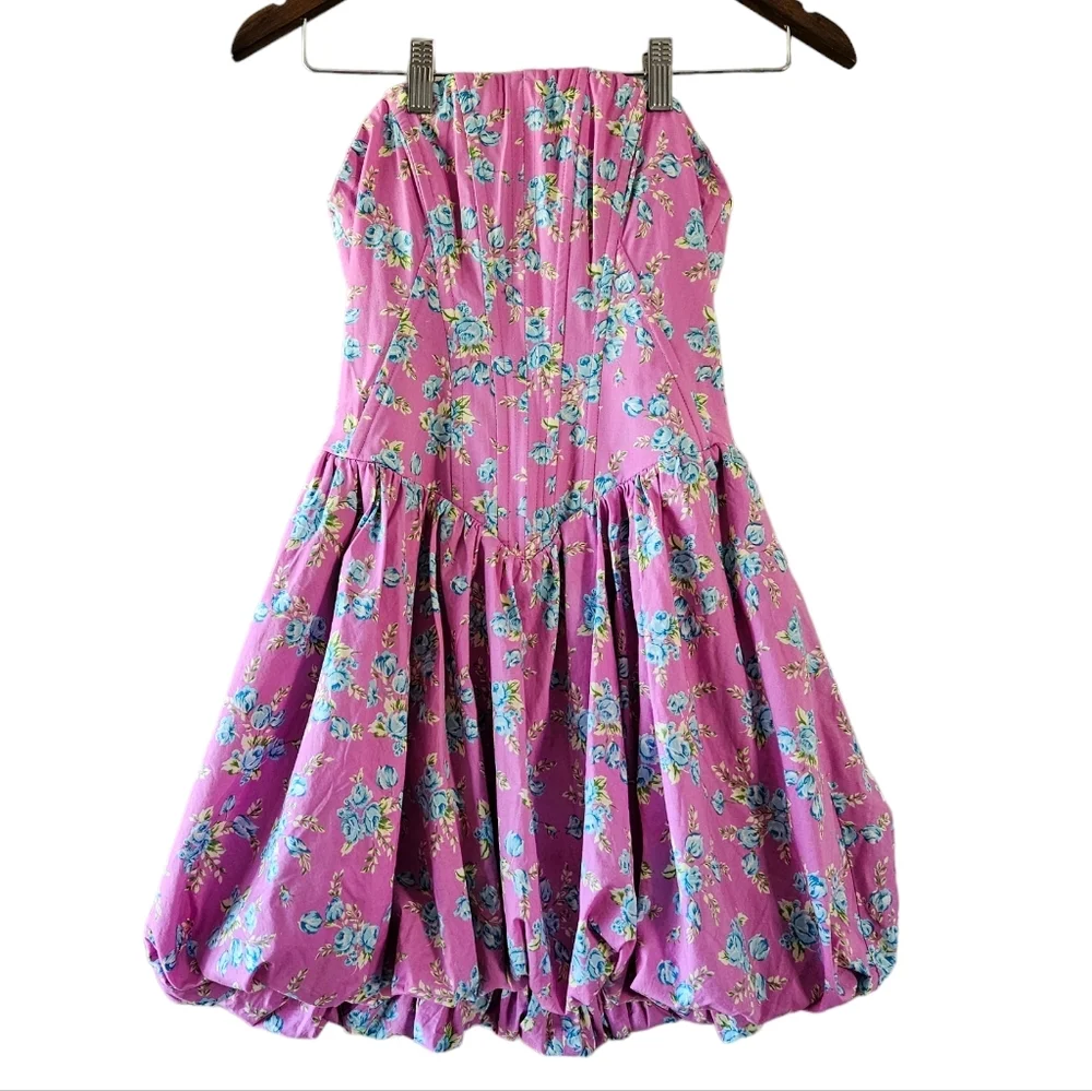 Zara Blogger Favorites Floral Corsetry Inspired Jumpsuit Mini Dress Pink Size S. - Picture 9 of 16